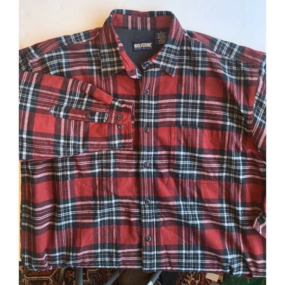Wolverine XL Red Plaid LS BF Fleece Lined Shirt/Jacket - Picture 1 of 4
